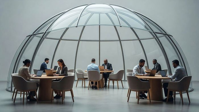 A meeting pod inside the dome