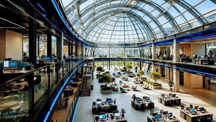 Two levels of offices beneath the center dome vault