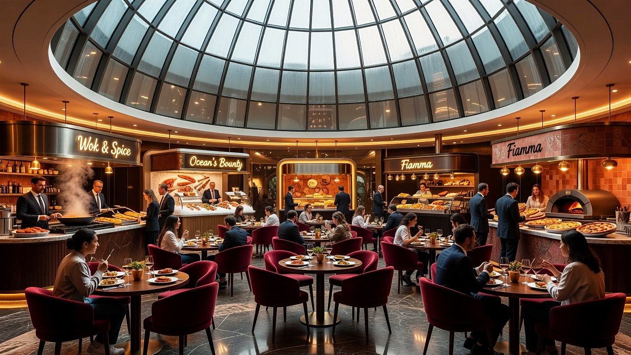 Flagship dining and gathering in the right dome
